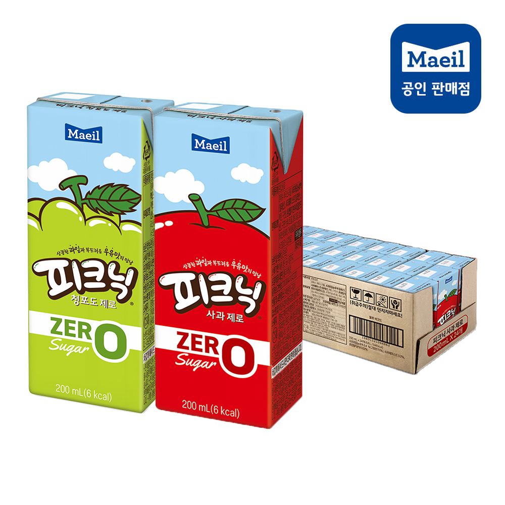 [매일유업] 피크닉 제로 사과 / 청포도 200ml 24팩